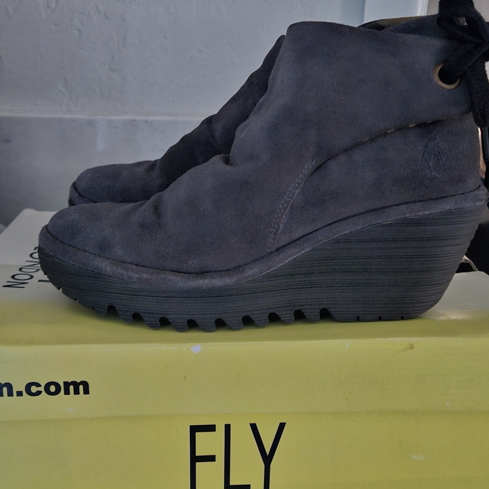 Fly London Suede Ankle Boots - Charcoal